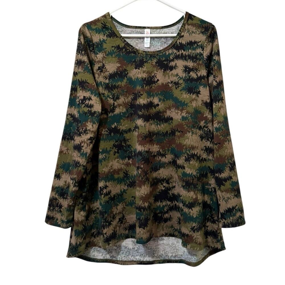 LulaRoe Women Size XL Stretch Tunic Camo Long Sleeve Shirt Teacher Loungewear